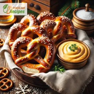 Pretzels suaves con salsa de queso y cerveza para reuniones de invierno