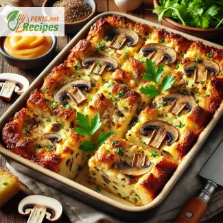 Savory Bread Pudding with Mushrooms and Cheese