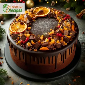 Christmas cake with orange and chocolate flavor