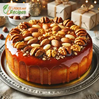 Recipe for a festive cake with honey and nuts