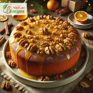 Christmas cake with walnuts and honey