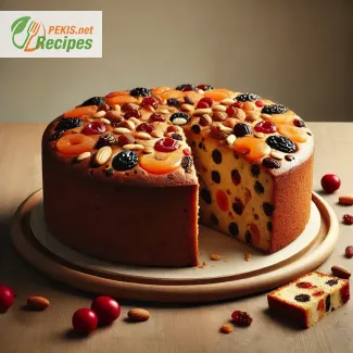 Receta de pastel festivo con frutas y ron