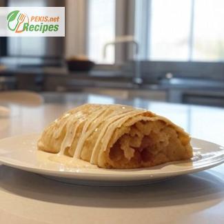 Classic apple strudel with vanilla sauce