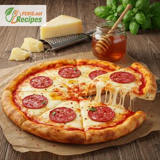 Pizza mit scharfer Salami und Honig Rezept