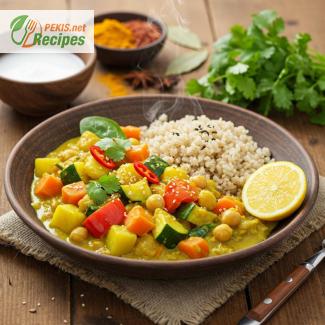 Curry de verduras con arroz integral