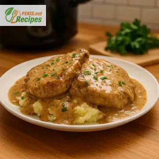 Sočni svinjski zrezki iz počasnega kuhalnika z kremno omako – 4‑sestavinski recept