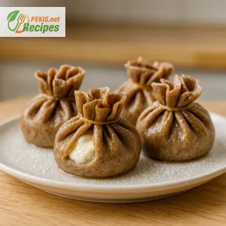 Buckwheat dumpling pouches with honey cream