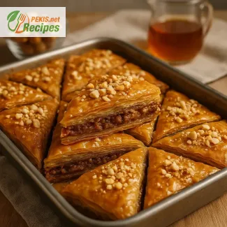 Hazelnut praline baklava recipe – flaky pastry with hazelnuts & honey syrup