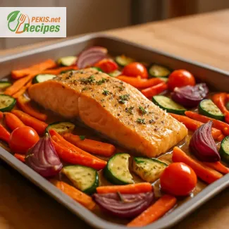 Oven-baked salmon with roasted vegetables – healthy and quick dinner