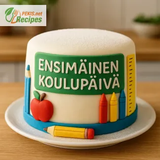 Kakku ensimmäinen koulupäivä – hauska kouluaiheinen kakku koulun aloitukseen