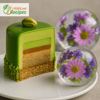 Dolci moderni: entremets al pistacchio e ghiaccio floreale