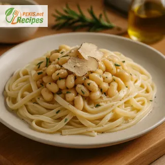 Rice Noodles with White Beans, Rosemary & White Truffle