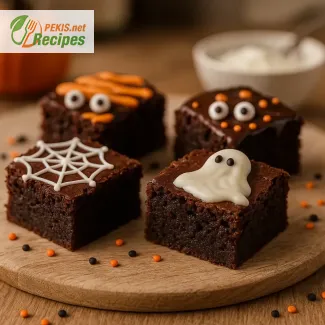 Gruselige Halloween Brownie Bites mit schauriger Schokoladendeko