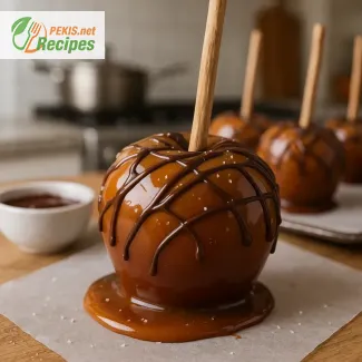 Caramel Apples with Chocolate Drizzle for a Spooky Halloween Treat