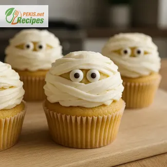 Spooky Mummy Vanilla Cupcakes for Halloween Party Treats