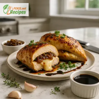 Gefülltes Hähnchen mit Brie und karamellisierten Zwiebeln Rezept