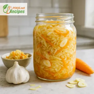 Fermented cabbage with garlic and carrot for gentle daily digestion support