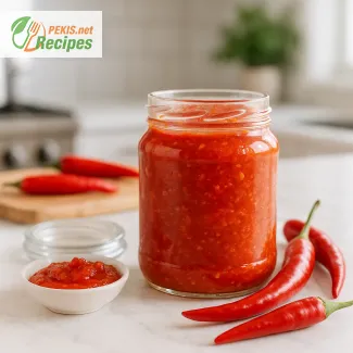 Fermented mild chili paste from fresh red peppers for homemade cooking