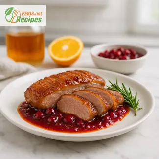 Honey-glazed duck breast with cranberry orange sauce for festive dinner