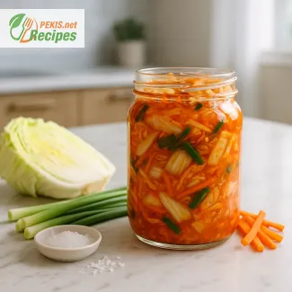 Homemade mild kimchi with extended fermentation for deeper flavour