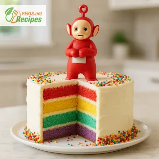 Teletubbies birthday cake recipe with colorful layers and topping