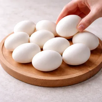 Boiled eggs for Easter dyeing with smooth shells, ready for clean color absorption