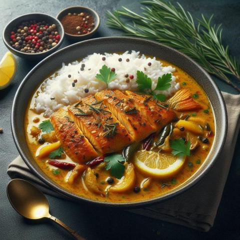 Ribji curry z rižem