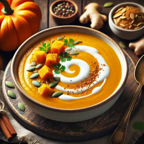 Creamy pumpkin soup with ginger