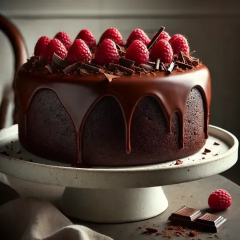 Chocolate cake with ganache topping