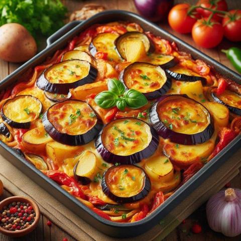 Zelenjavna musaka s krompirjem in jajčevci