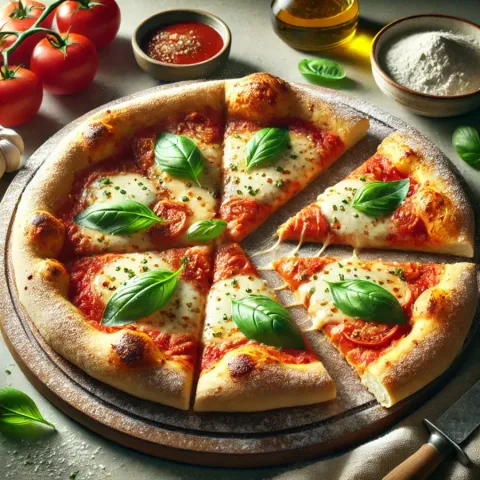 Homemade pizza with crispy dough - Recipe for pizza like from a pizzeria