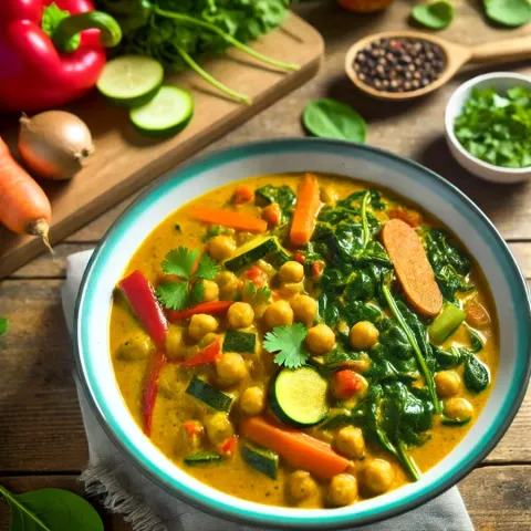 Vegetable curry with chickpeas and spinach