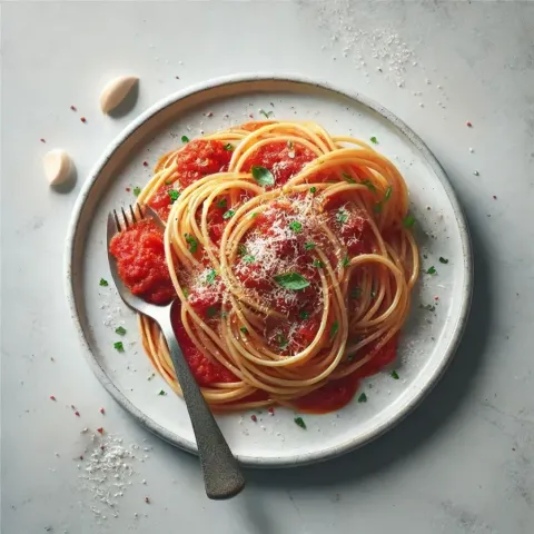 Spaghetti à la sauce tomate et à l'ail