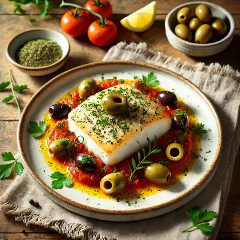 White cod with olives