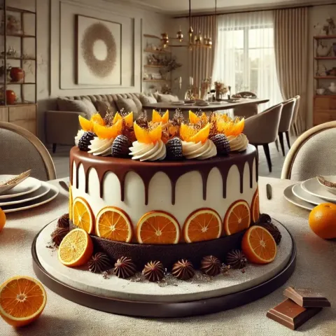 Gâteau du Nouvel An au goût de chocolat et d'orange