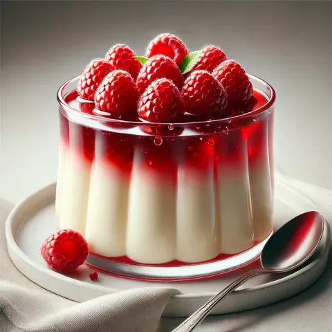Panna Cotta mit Himbeeren und Prosecco-Sauce