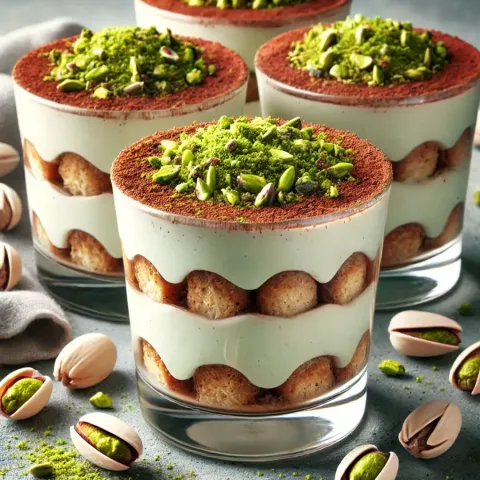 Tiramisu pistacjowe w szklance