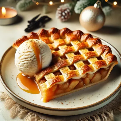 Apple Pie with Vanilla Ice Cream - A warm and comforting Christmas dessert