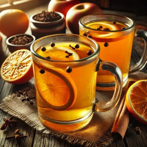 Sidra de manzana tibia con canela y clavo