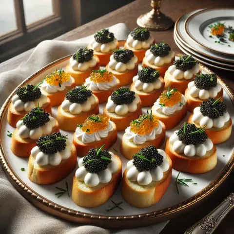 Kaviar in kremni sir na toastu - Elegantni kanapeji za novoletno zabavo