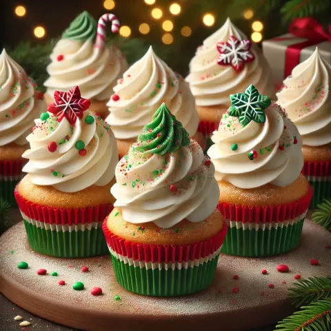 Recette de cupcakes de Noël festifs à la vanille et au glaçage