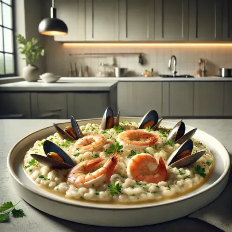 Risotto cremoso con marisco