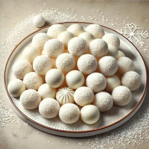Boules festives à la noix de coco et au chocolat blanc
