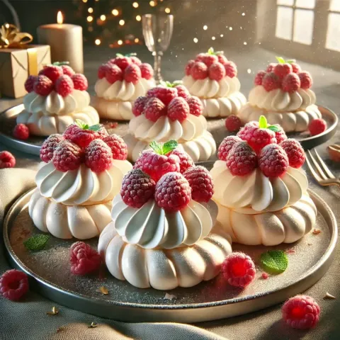 Desery noworoczne: Mini pavlovy o smaku malinowym (deser na bazie bezy)