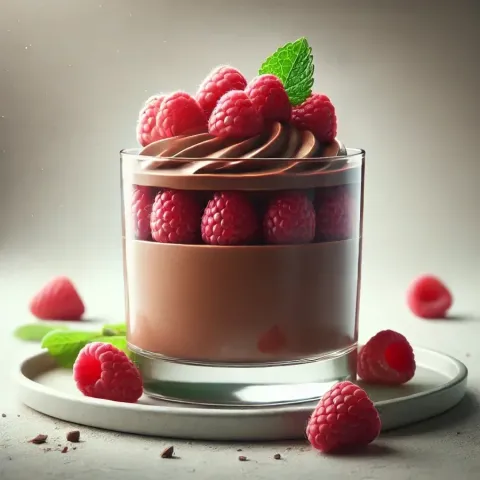 Mousse au chocolat aux framboises