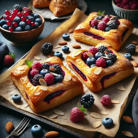 Pastries with forest fruits and almonds - The perfect combination of freshness and crispness