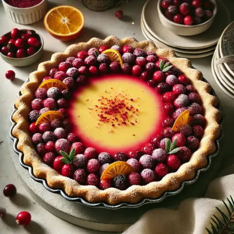 Tarte aux canneberges et à la crème d'orange - Goût frais d'oranges et de canneberges pour la table de fête