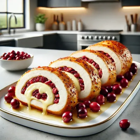 Gefüllte Hähnchenbrust mit Preiselbeeren und Käse