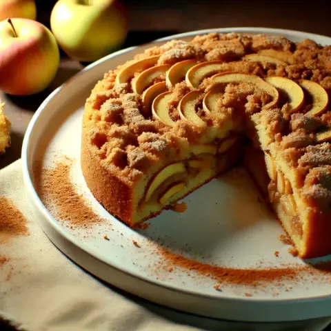 Gâteau Streusel Chaud aux Pommes et à la Cannelle