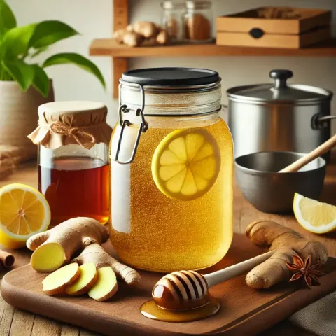 Homemade Ginger and Honey Syrup for Cough Relief
